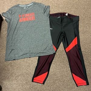 Women’s Under Armour Set Leggings XL and Tshirt L